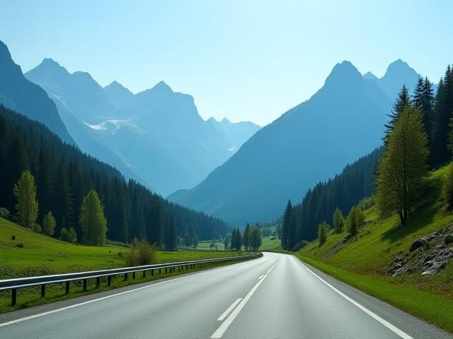 Austrian scenic road with mountains in background